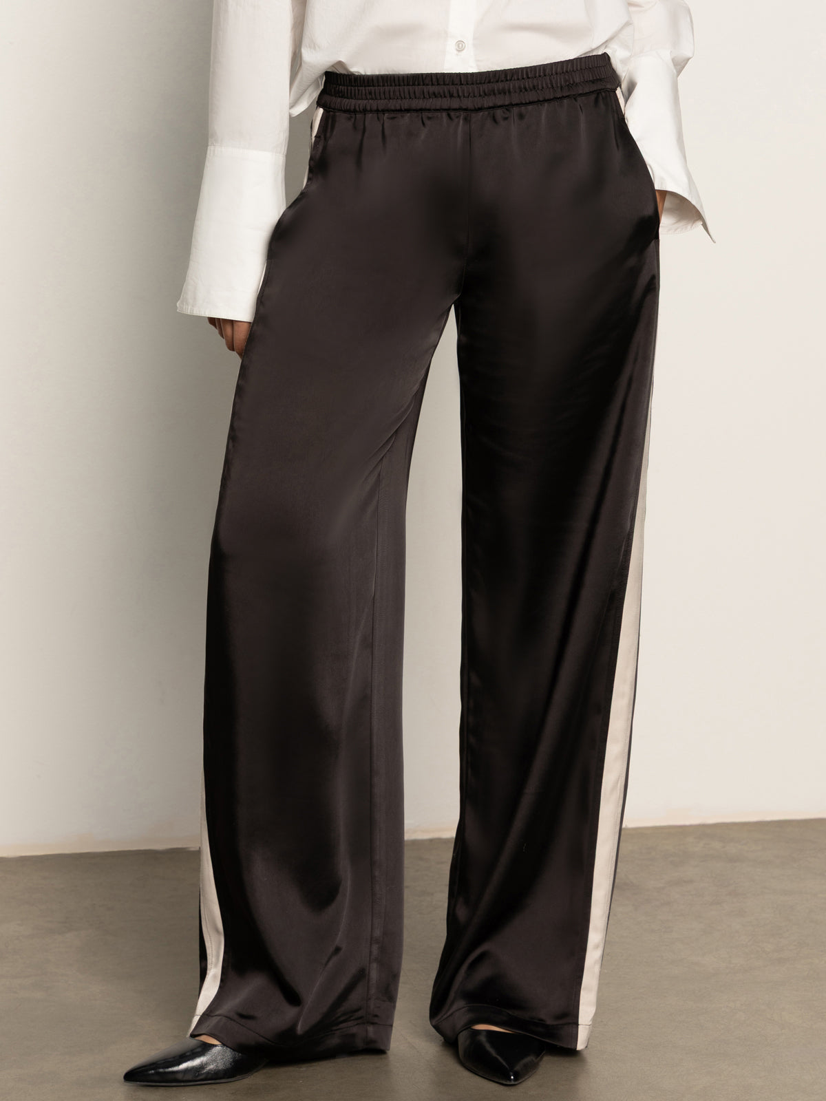 Satin Track Pant - Black