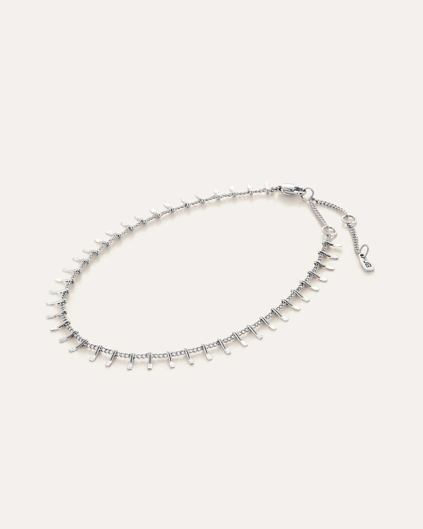 Lumi Anklet in rhodium by Jenny Bird at Hickox