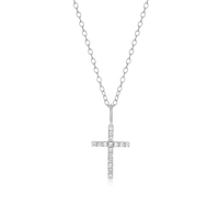 Sterling Silver Necklace with a lab diamond cross pendant.