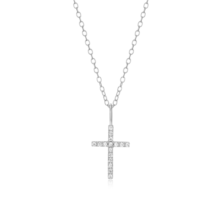 Sterling Silver Necklace with a lab diamond cross pendant.