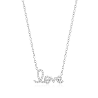 Lab Diamond and sterling Silver 'love' necklace. Designed in Italy