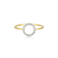 Gold ring with a diamond-studded circular design on - Lab Diamonds