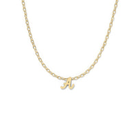 Script Initial Necklace- Yellow Gold - A