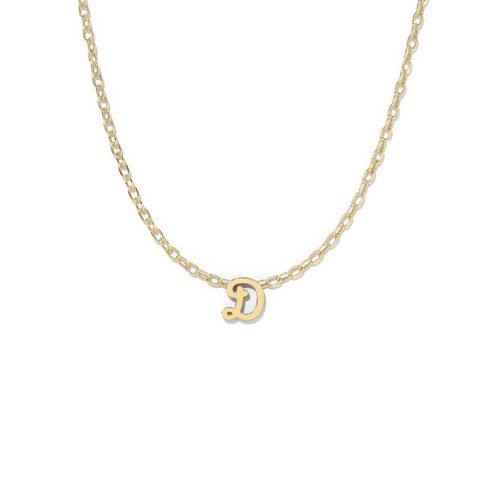 Script Initial Necklace- Yellow Gold –  D