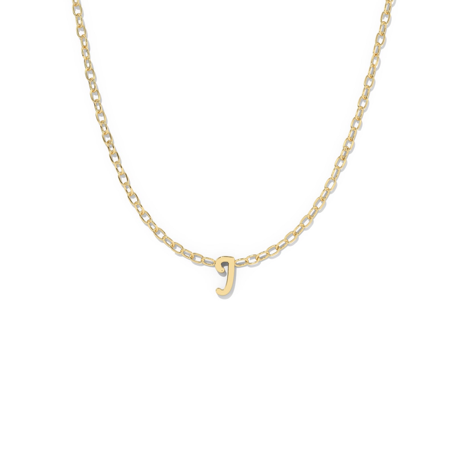 Script Initial Necklace- Yellow Gold –  I