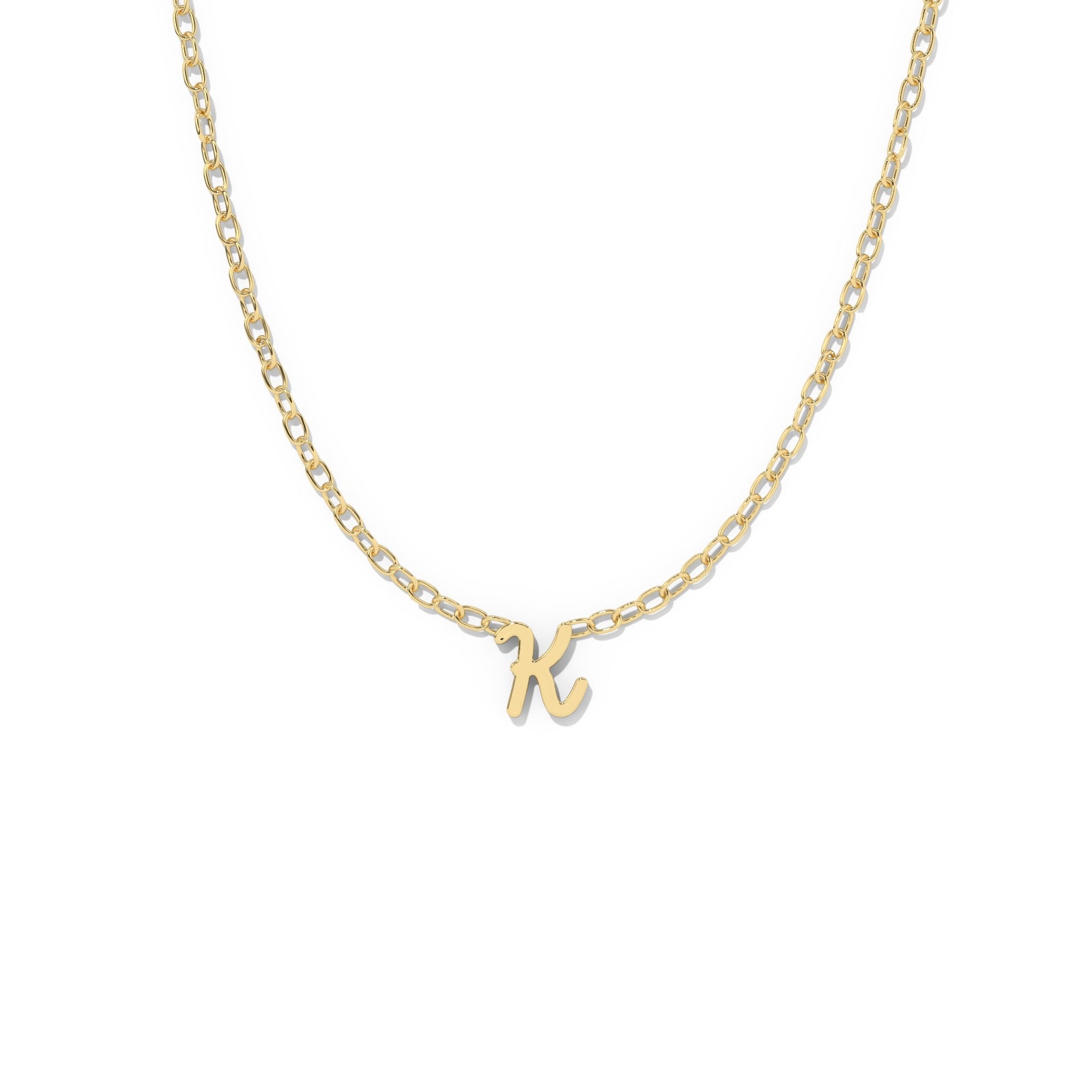 Script Initial Necklace- Yellow Gold –  K