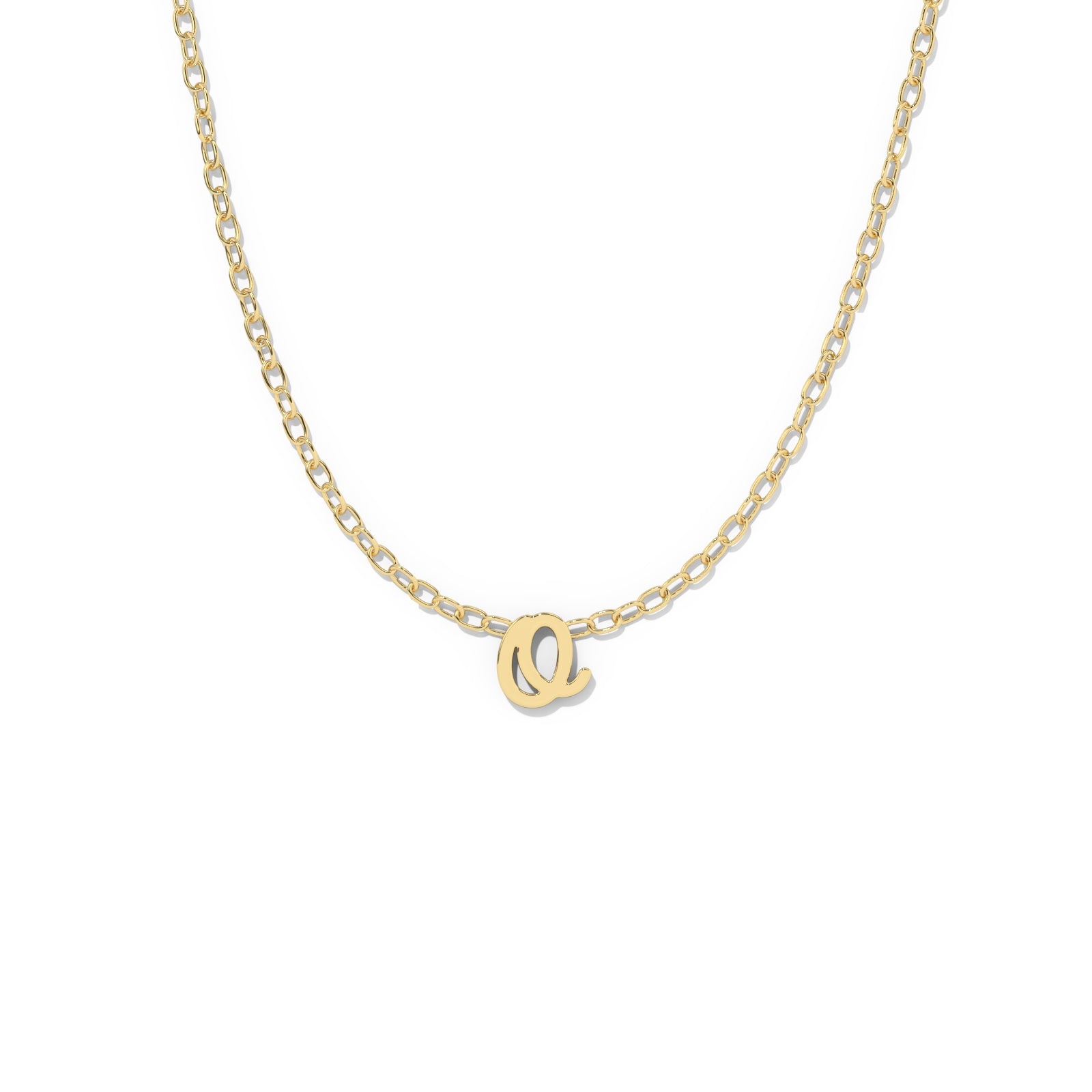 Script Initial Necklace- Yellow Gold –  O