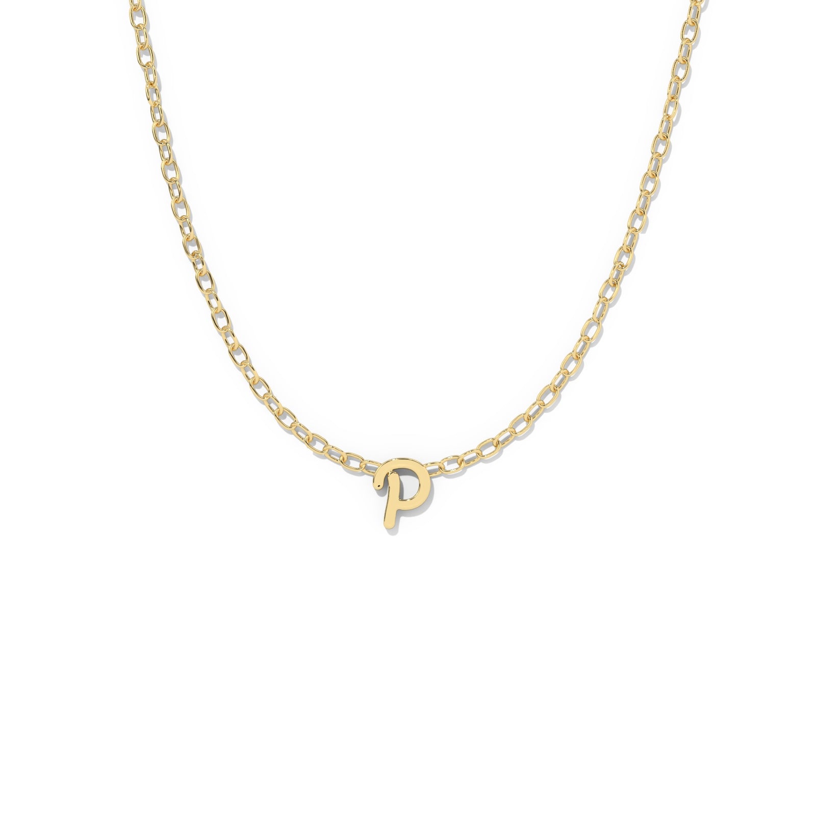 Script Initial Necklace- Yellow Gold –  P