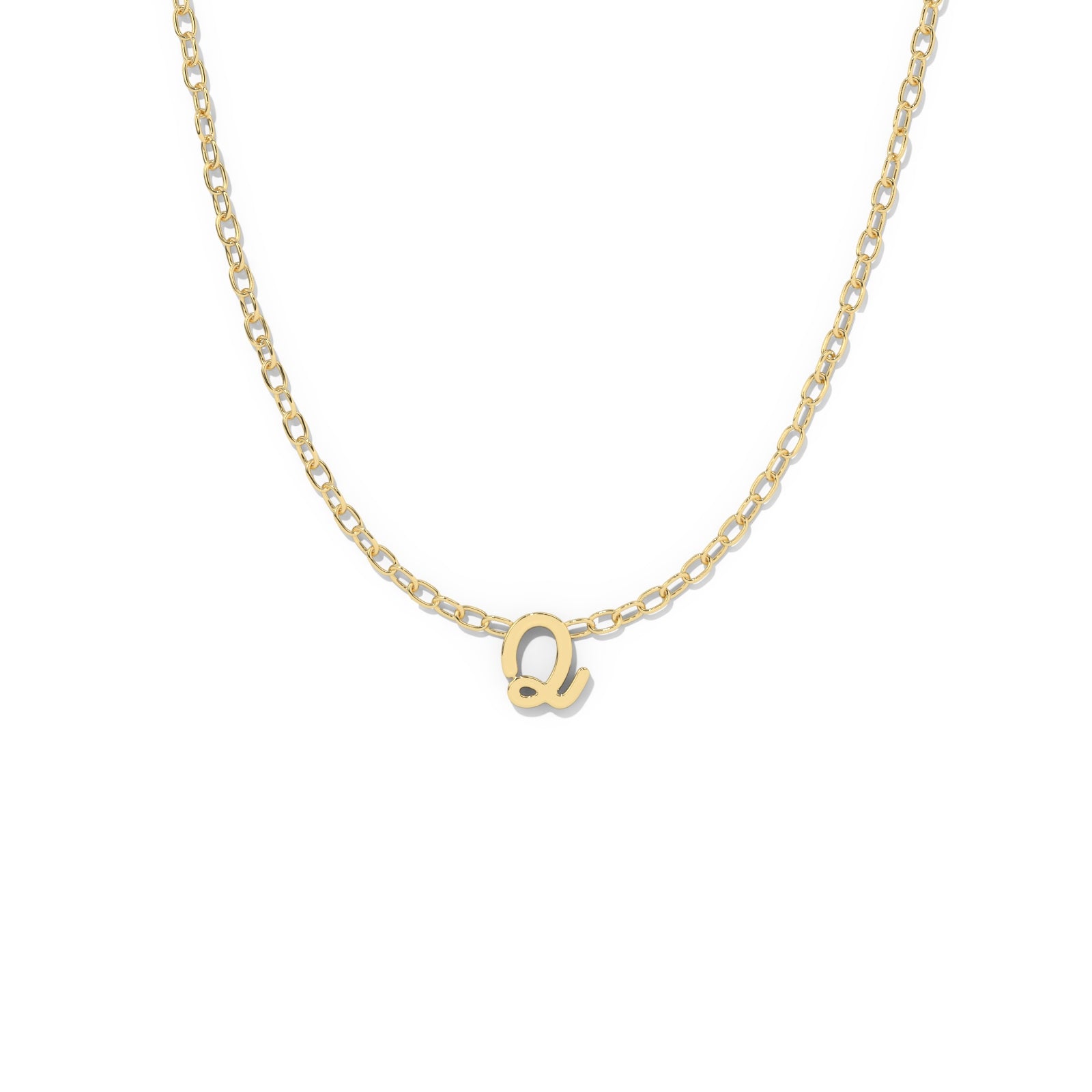 Script Initial Necklace- Yellow Gold –  Q