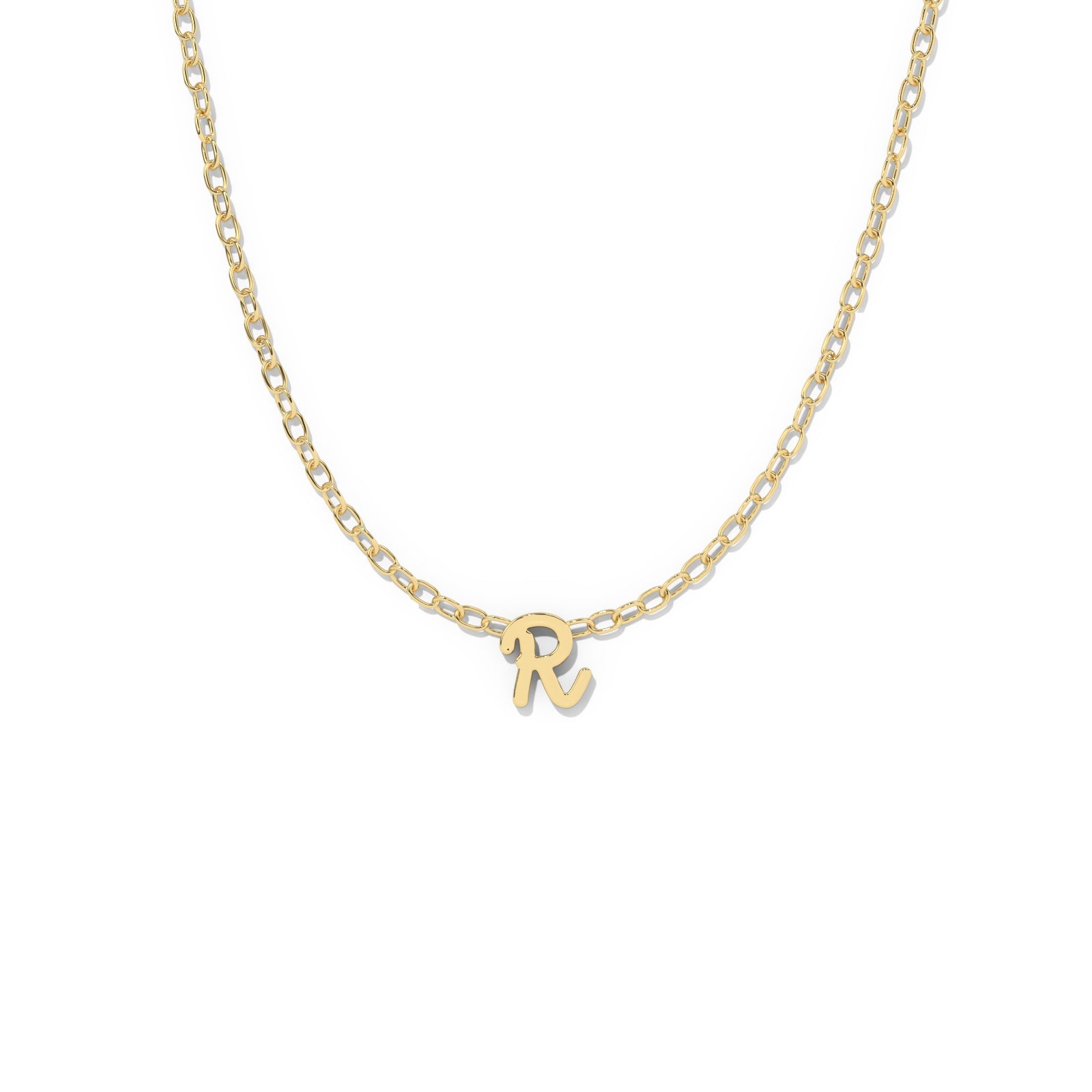 Script Initial Necklace- Yellow Gold –  R