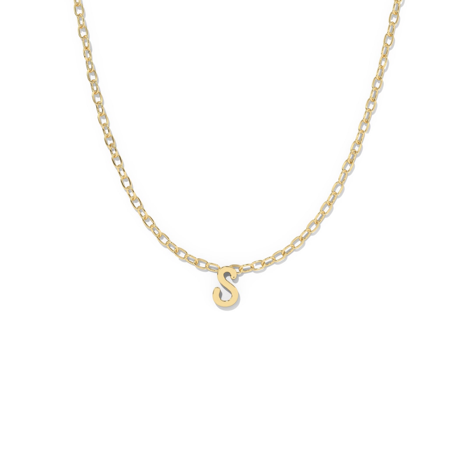 Script Initial Necklace- Yellow Gold –  S