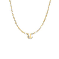 Script Initial Necklace- Yellow Gold –  U