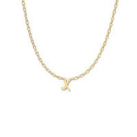 Script Initial Necklace- Yellow Gold –  X