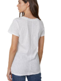 Lilith Cotton  Slub V-Neck Tee in white Back View