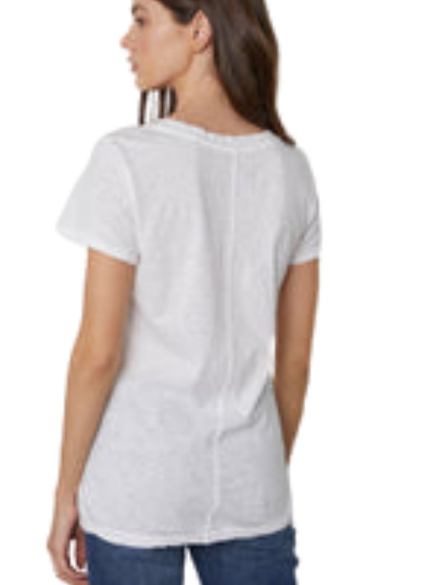 Lilith Cotton  Slub V-Neck Tee in white Back View