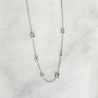 The Meghan Mini Initial Necklace in White Gold with 6 Initials- The Right Hand Gal