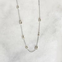 The Meghan Mini Initial Necklace in White Gold with 7 Initials- The Right Hand Gal