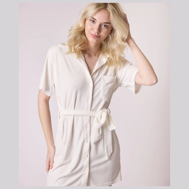 Terry Cloth Coastal Dress in white 