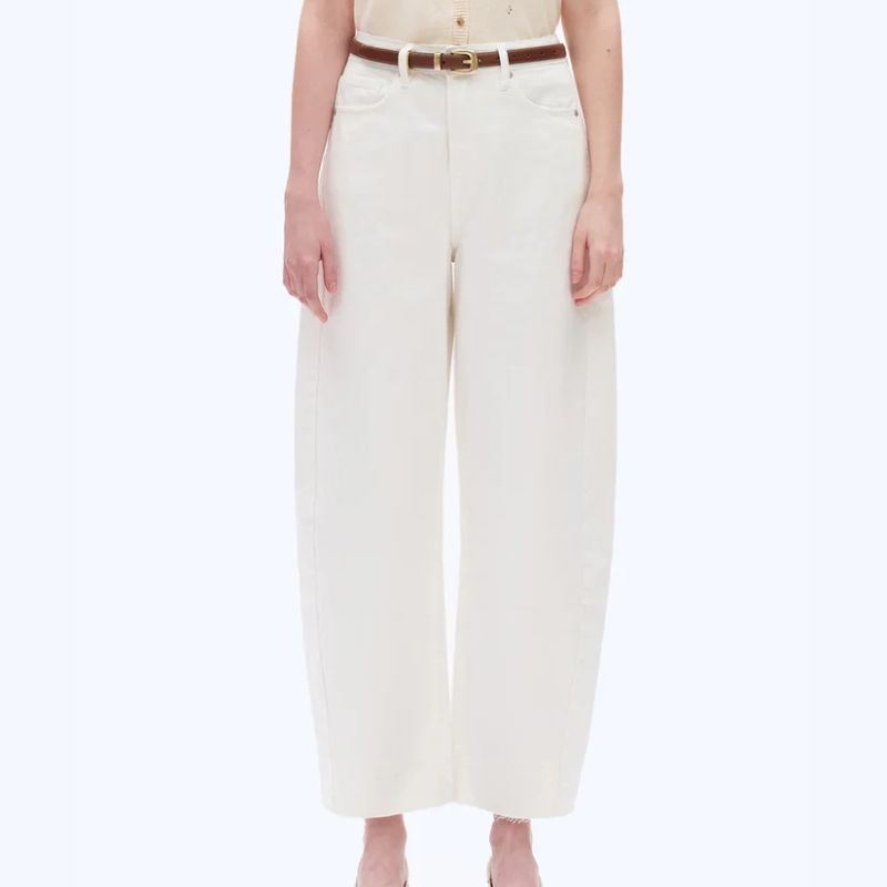 White Wide Leg barrel Denim Jeans 
