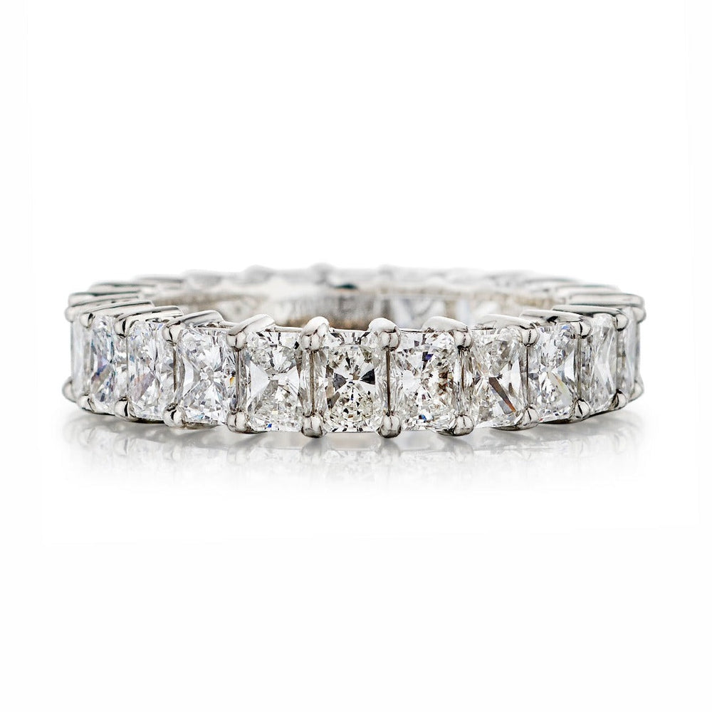 Emerald cut eternity band crafted in white gold with lab diamonds 