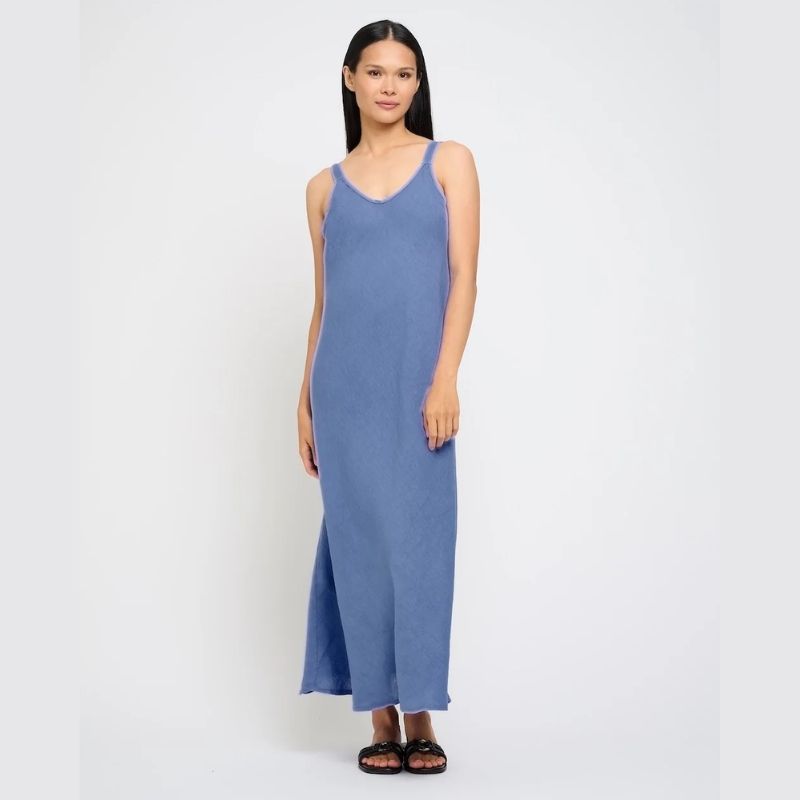 Long Linen Sleeveless Dress - Pistache made in italy 