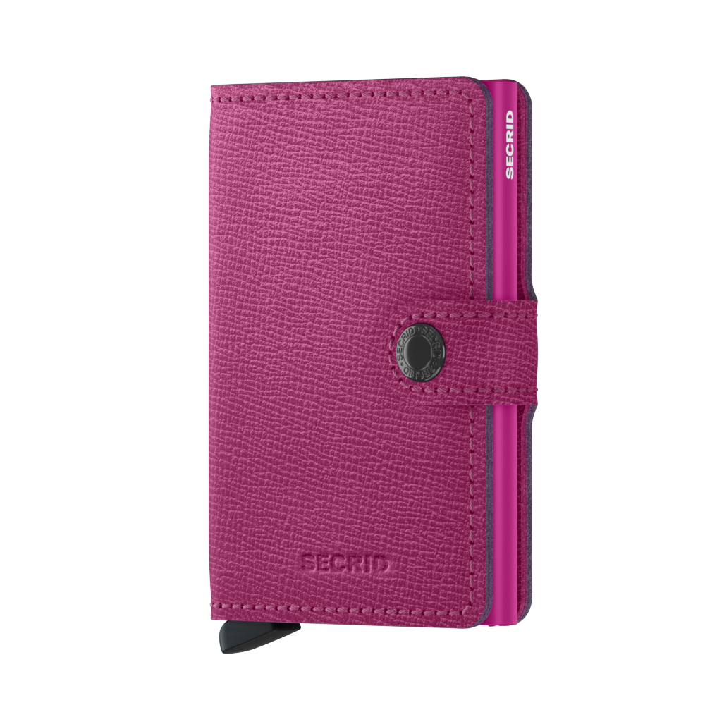 SECRID WALLET - Made in Holland- Mini wallet in Crisple leather in a Pink Fuchsia 