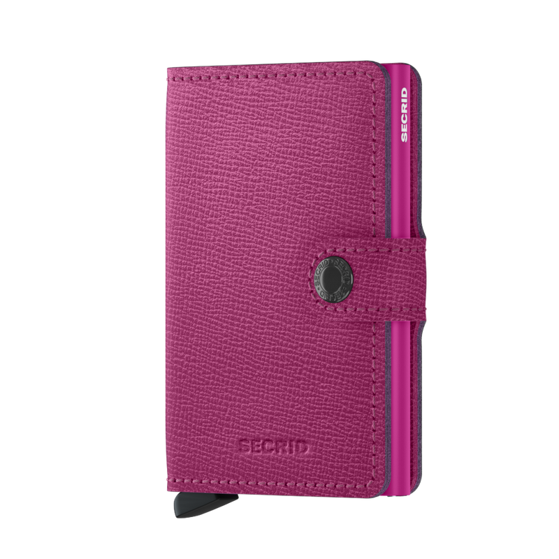 SECRID WALLET - Made in Holland- Mini wallet in Crisple leather in a Pink Fuchsia 