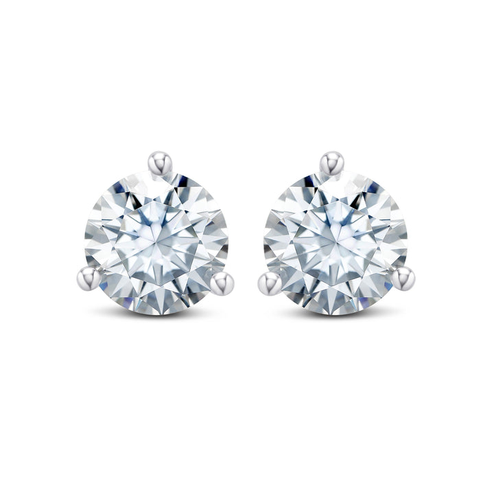 Classic Martini Stud earrings with CZ (0.5CT) set in sterling silver on a white background 