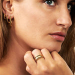 Close up view of Model wearing the Ellera  Medio Earrings with Black  Zirconia by Sif Jakobs- Hickox  Jewellers & Lifestyle