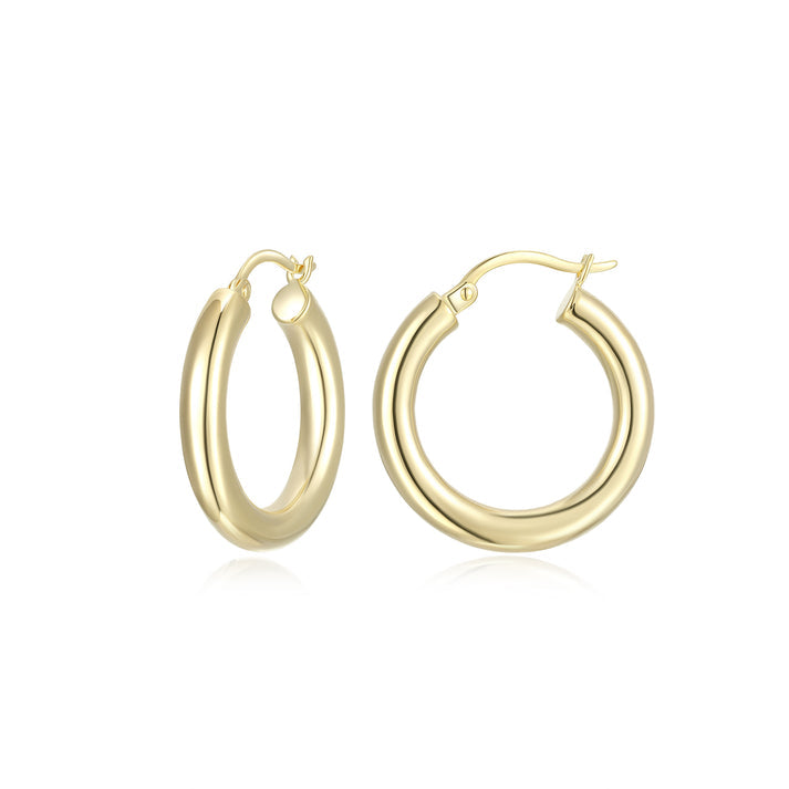 Gold Plated Silver Tube Hoop Earrings (4mm)