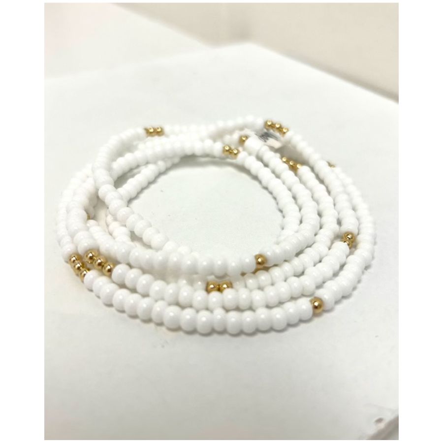 White beaded 5 strand wrap