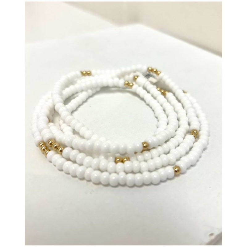 White beaded 5 strand wrap