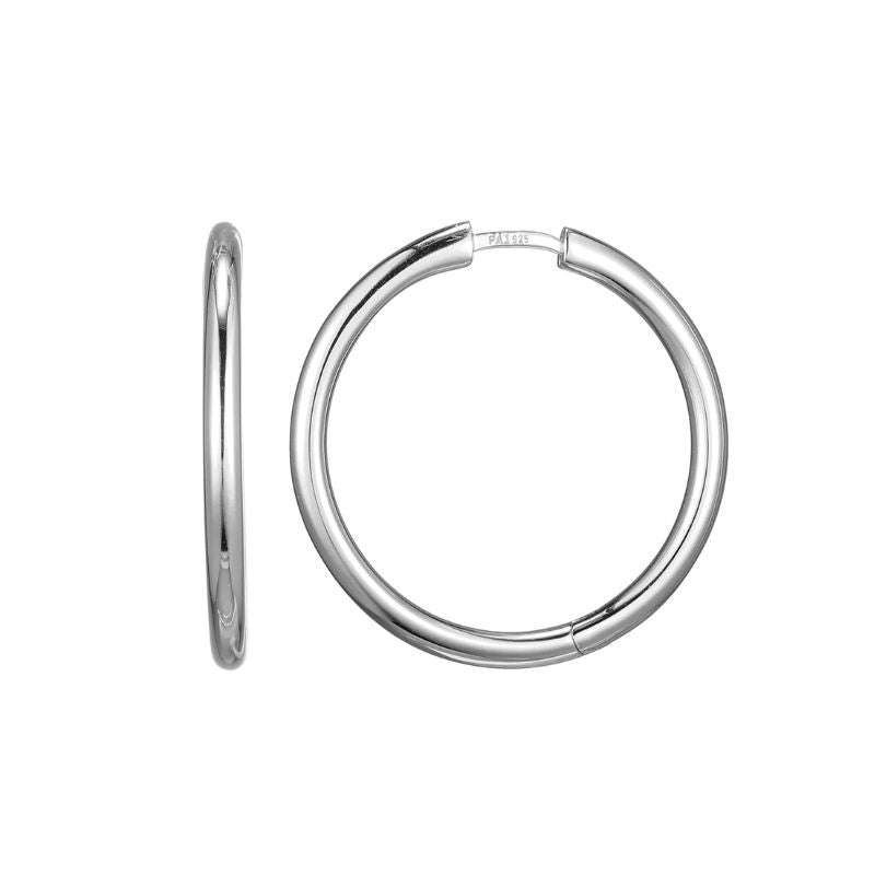 25mm High Polish Tube Hoop Earrings