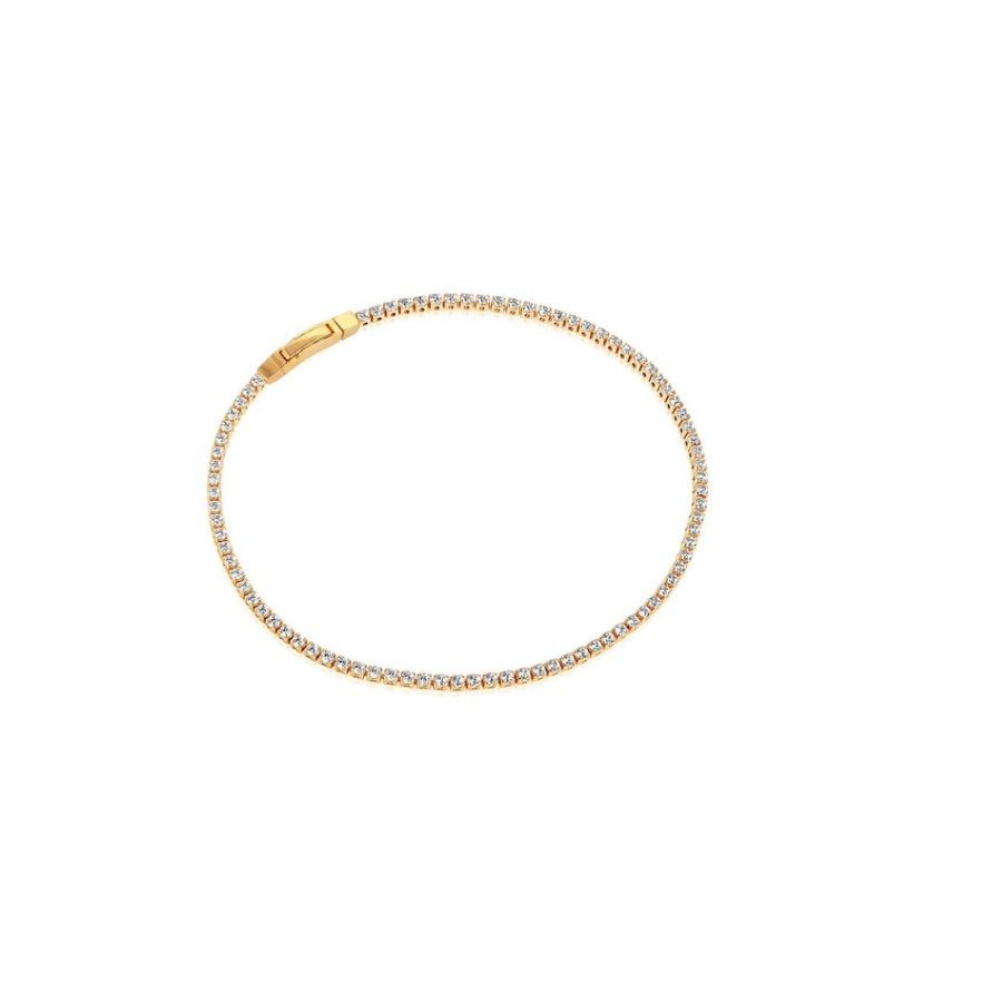Ellera Bracelet by Sif Jakobs - Tennis bracelet with facet-cut white zirconia set in 18 karat gold plated 925 Sterling silver. at Hickox Jewelers & Lifestyle 