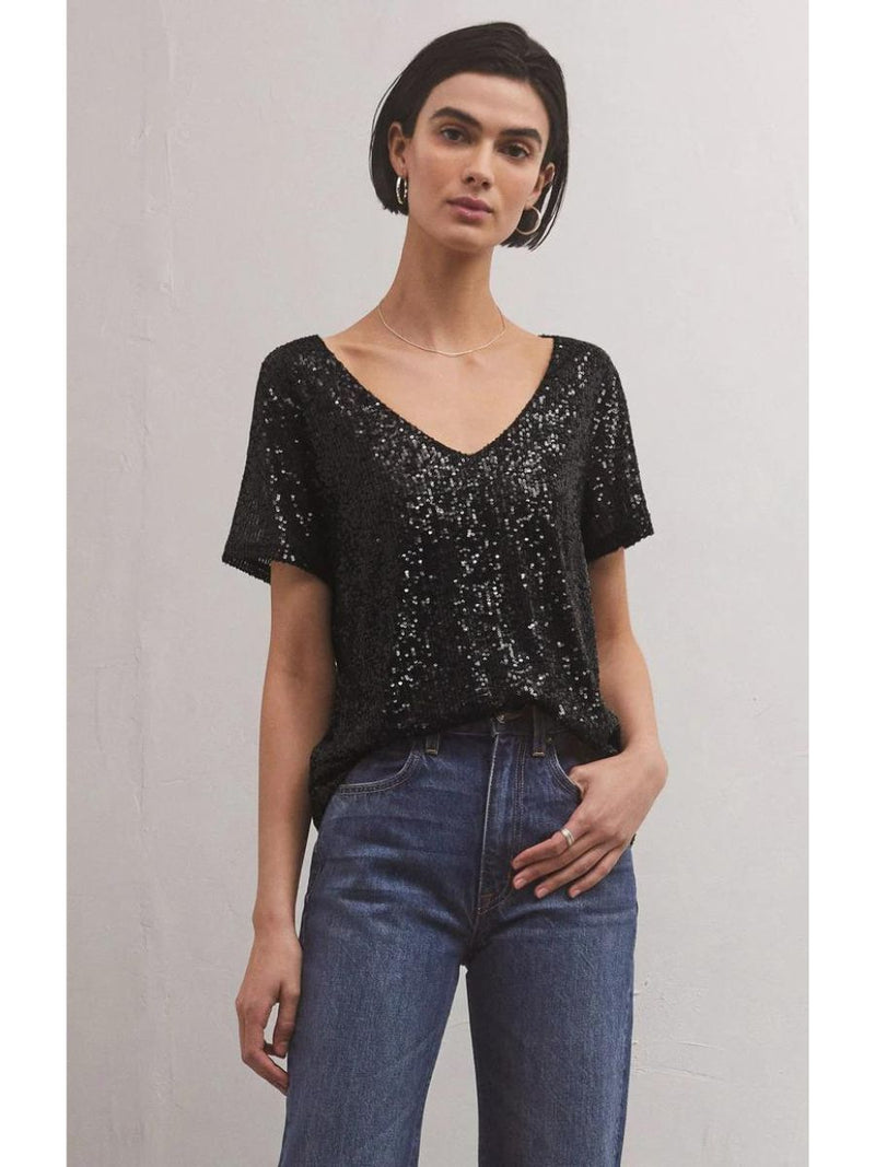 Marbella Sequin Top black by Z Supply at Hickox