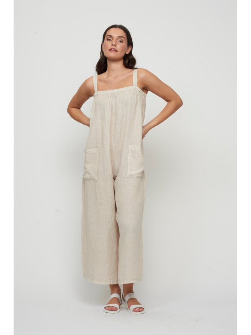 Nude Linen Jumpsuit by Pistache at Hickox