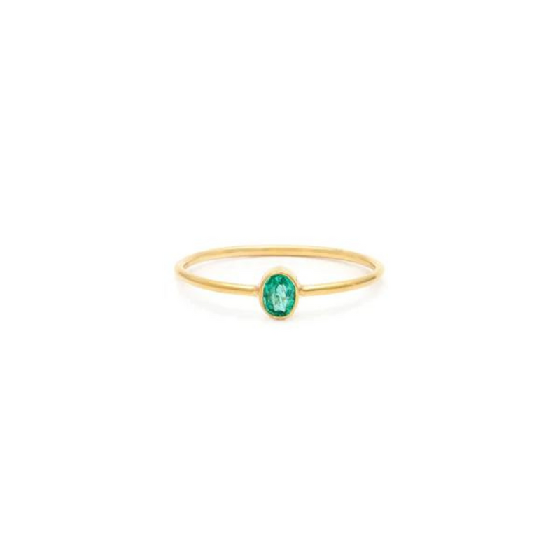 Petite Oval emerald ring Leah Alexandra 