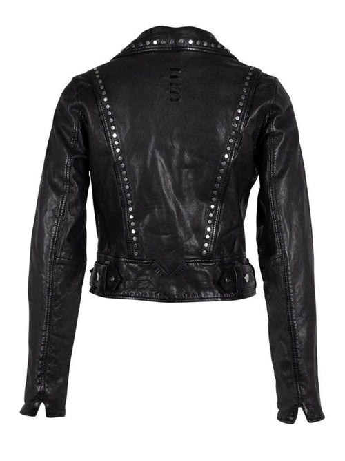 Maryn Leather Jacket in Black with stud detailing on back  by Mauritius- Hickox Jewelry & Lifestyle  