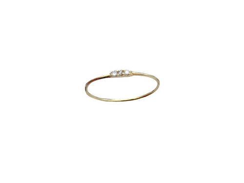 Yellow Gold Stacking Ring with 3 tiny Diamond 