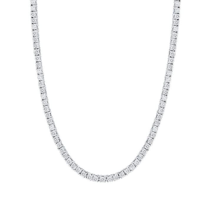 Sterling silvr and CZ tennnis necklace on a white background 
3mm stone size 