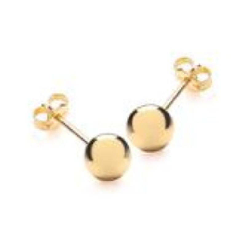 Life style Studio ~ Bead Ball Stud Earrings ~ Large 5mm. 14K YG