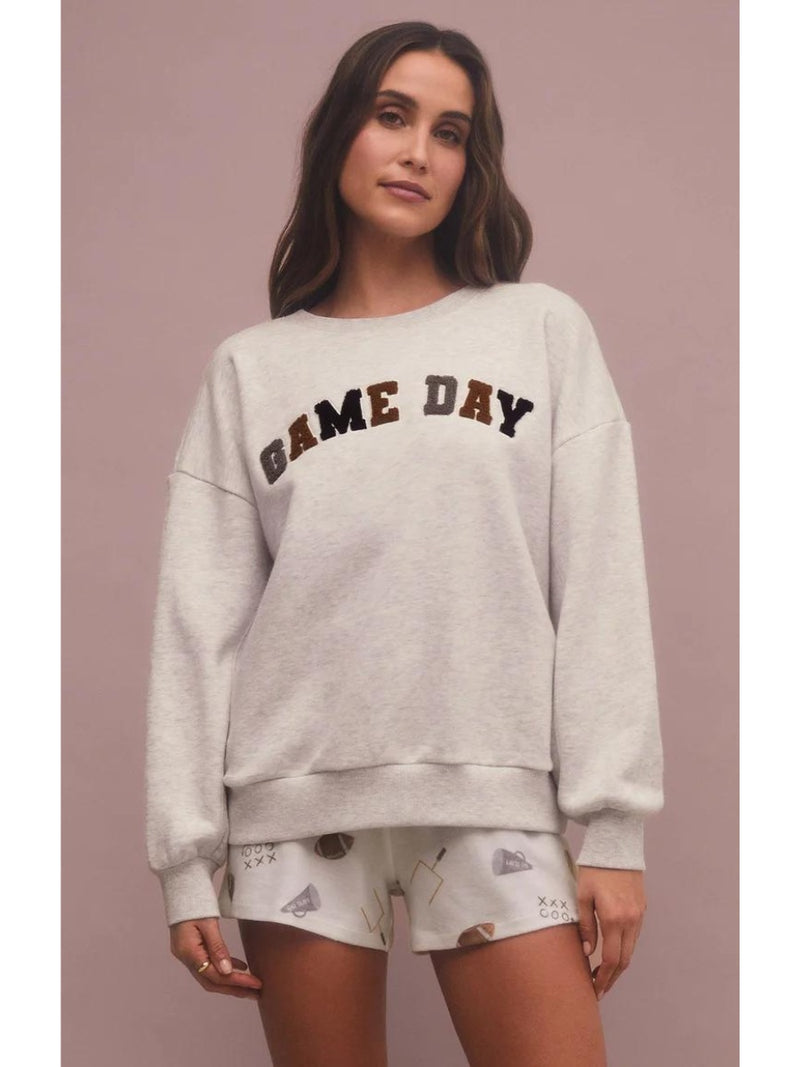 Oversized Heather Gray Game Day sweatshirt by Z Supply at Hickox