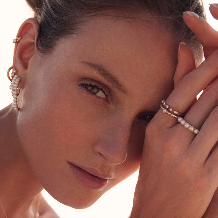 Padua Earrings on Model available  in 18k gold plated or  Sterling Silver by Sif Jakobs - Hickox Jewelry & Lifestyle 