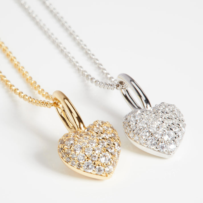 Close up view of Caro Pendant Necklace in 18k gold plated and Rhodium plated finishes by Sif Jakobs - Hickox Jewelers 