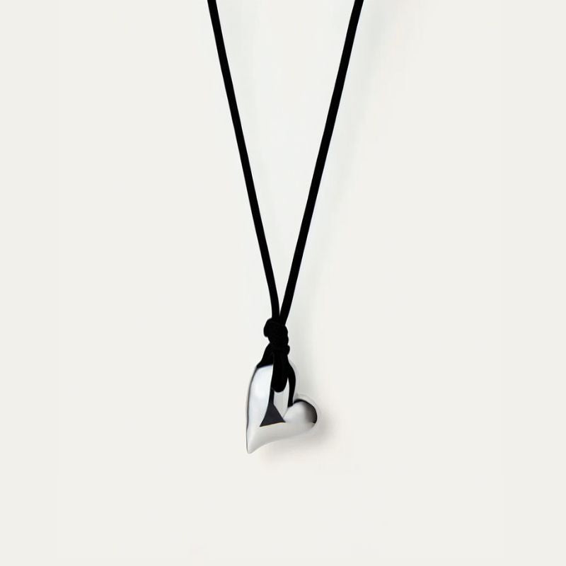Art Heart On A String Necklace- Silver