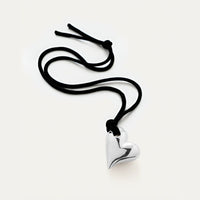 Art Heart On A String Necklace- Silver