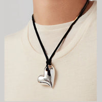 Art Heart On A String Necklace- Silver