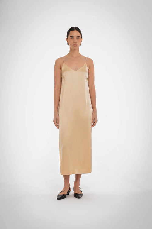Shay slip dress in shifting sand by Paper Label at Hickox