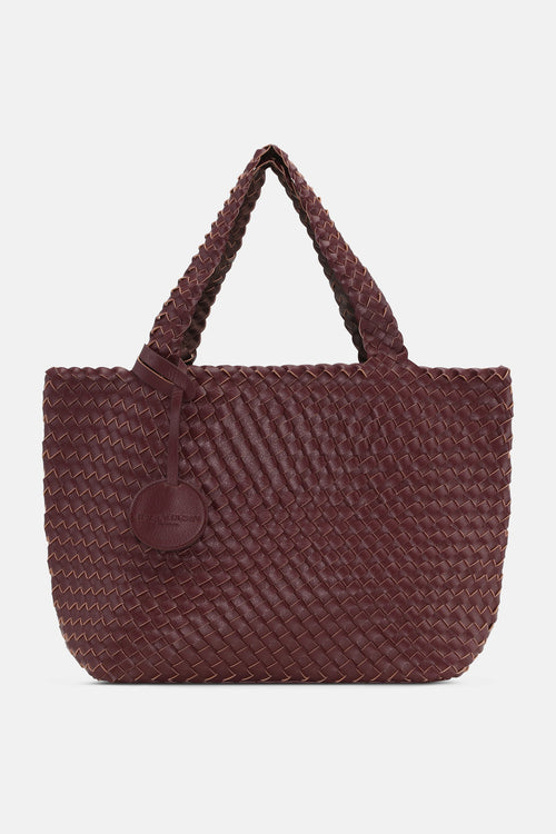 Ilse Jacobson Tote Bag- Maroon Banner - full front view 