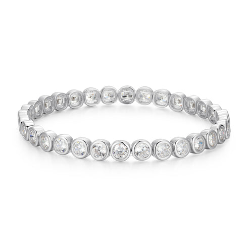 Stretchable cubic zirconia  tennis bracelet in sterling silver.  
